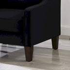 Single Seat Velvet Accent Chair with Wooden Legs - Black / Navy Blue / Taupe