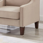 Single Seat Velvet Accent Chair with Wooden Legs - Black / Navy Blue / Taupe