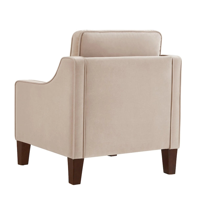 Single Seat Velvet Accent Chair with Wooden Legs - Black / Navy Blue / Taupe