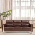 Brown / Beige 3-Seater Sofa with Side Pocket, PU & Fabric