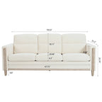Brown / Beige 3-Seater Sofa with Side Pocket, PU & Fabric