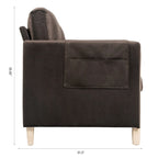 Brown / Beige 3-Seater Sofa with Side Pocket, PU & Fabric