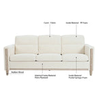 Brown / Beige 3-Seater Sofa with Side Pocket, PU & Fabric