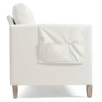 Brown / Beige 3-Seater Sofa with Side Pocket, PU & Fabric