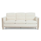 Brown / Beige 3-Seater Sofa with Side Pocket, PU & Fabric