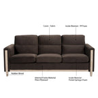 Brown / Beige 3-Seater Sofa with Side Pocket, PU & Fabric