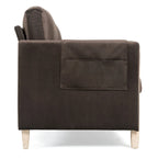Brown / Beige 3-Seater Sofa with Side Pocket, PU & Fabric