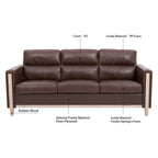 Brown / Beige 3-Seater Sofa with Side Pocket, PU & Fabric