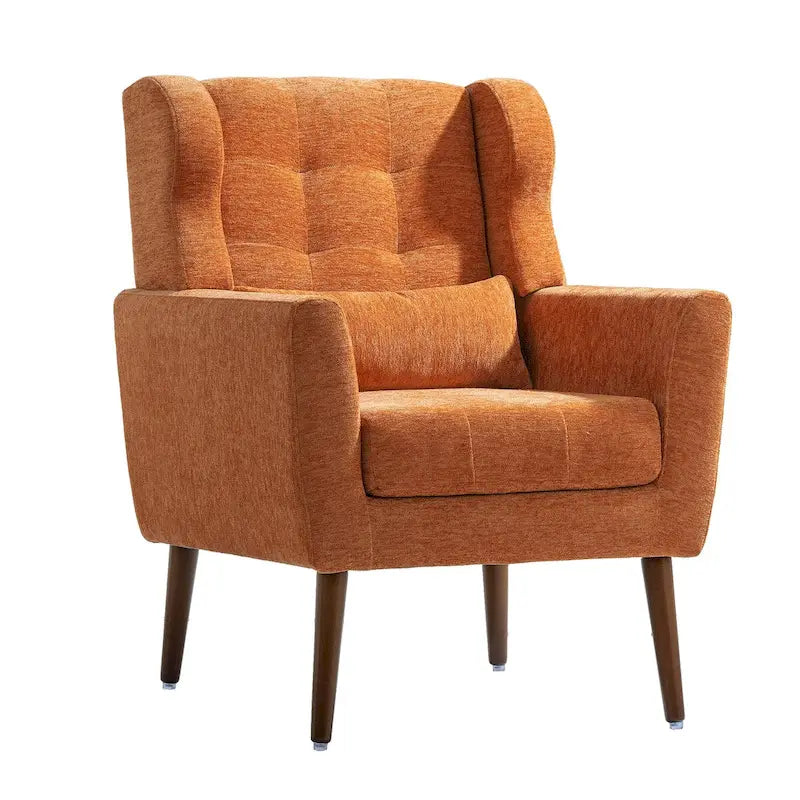 Avocado / Orange / Beige / Yellow Upholstered Accent Chair, Single Seat, Chenille Fabric