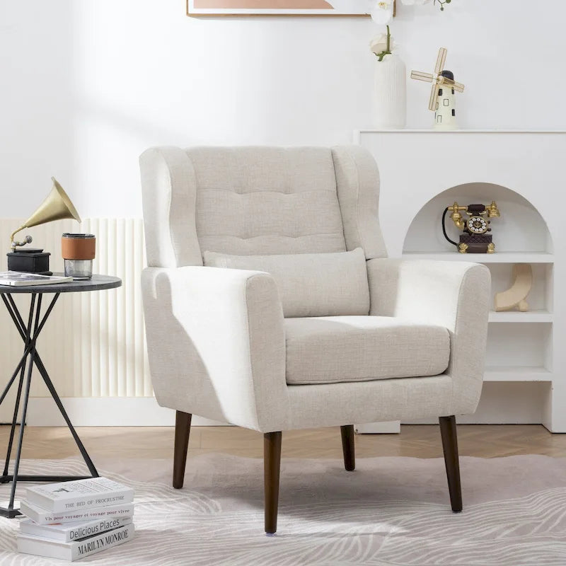 Avocado / Orange / Beige / Yellow Upholstered Accent Chair, Single Seat, Chenille Fabric