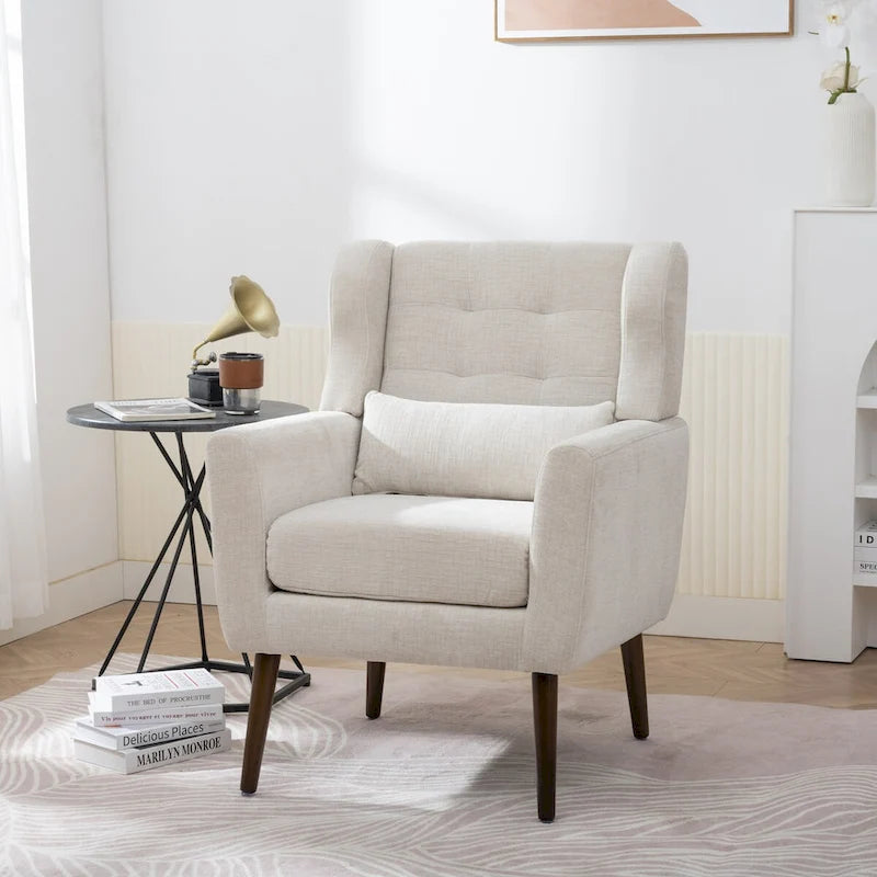 Avocado / Orange / Beige / Yellow Upholstered Accent Chair, Single Seat, Chenille Fabric