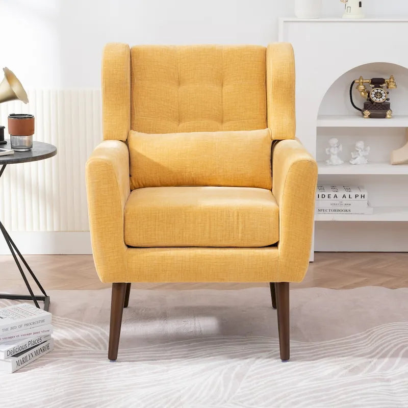 Avocado / Orange / Beige / Yellow Upholstered Accent Chair, Single Seat, Chenille Fabric