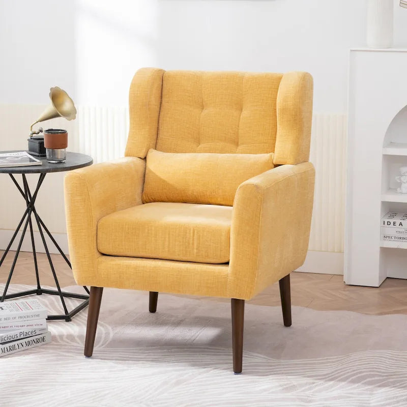 Avocado / Orange / Beige / Yellow Upholstered Accent Chair, Single Seat, Chenille Fabric