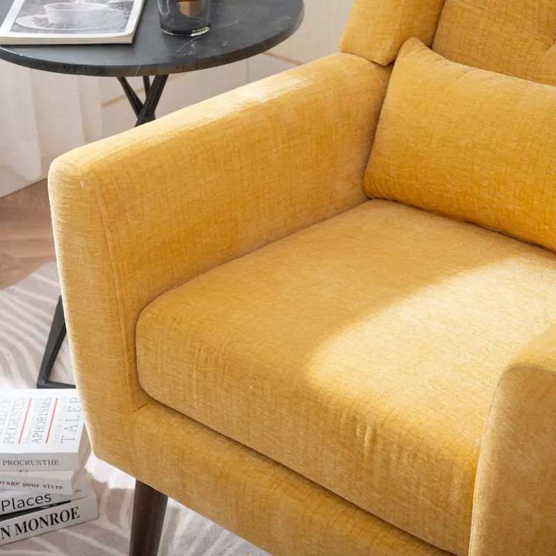Avocado / Orange / Beige / Yellow Upholstered Accent Chair, Single Seat, Chenille Fabric