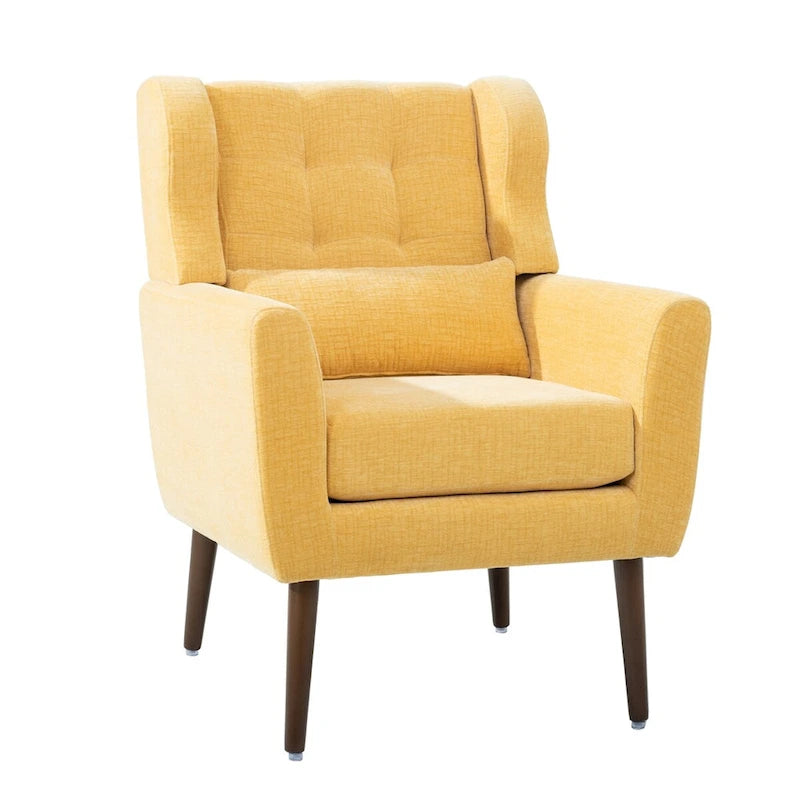 Avocado / Orange / Beige / Yellow Upholstered Accent Chair, Single Seat, Chenille Fabric
