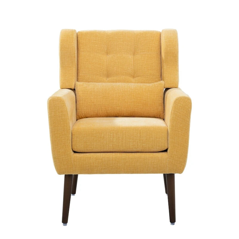 Avocado / Orange / Beige / Yellow Upholstered Accent Chair, Single Seat, Chenille Fabric