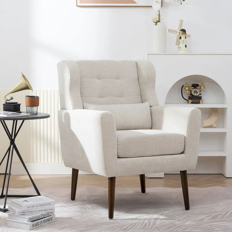 Avocado / Orange / Beige / Yellow Upholstered Accent Chair, Single Seat, Chenille Fabric