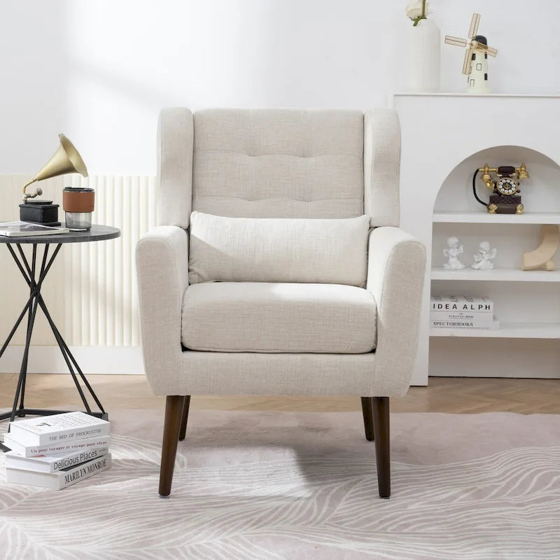 Avocado / Orange / Beige / Yellow Upholstered Accent Chair, Single Seat, Chenille Fabric