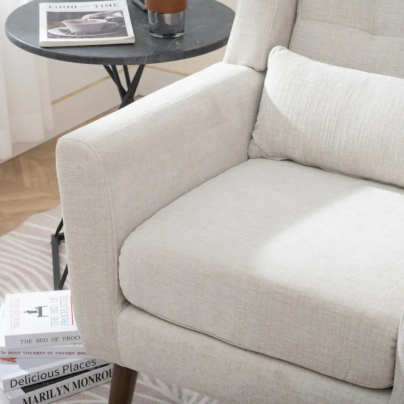 Avocado / Orange / Beige / Yellow Upholstered Accent Chair, Single Seat, Chenille Fabric
