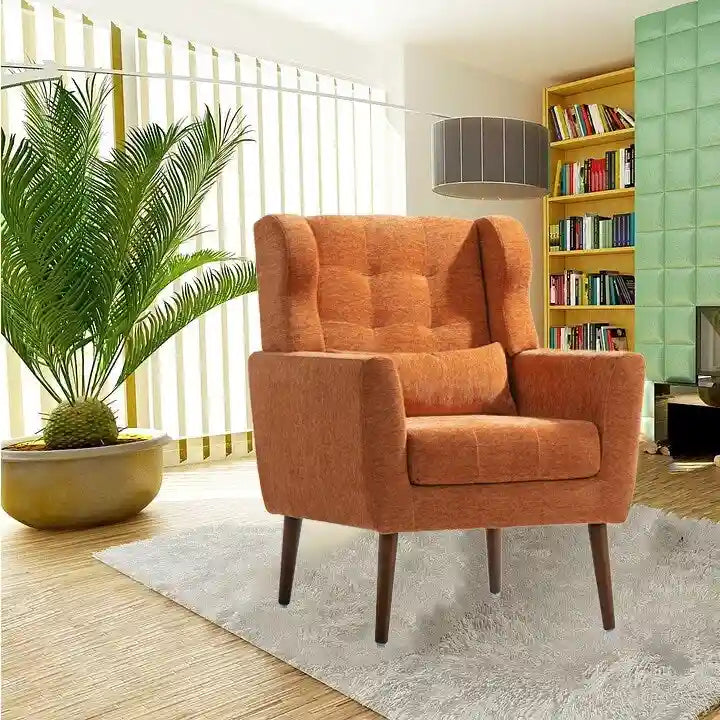 Avocado / Orange / Beige / Yellow Upholstered Accent Chair, Single Seat, Chenille Fabric