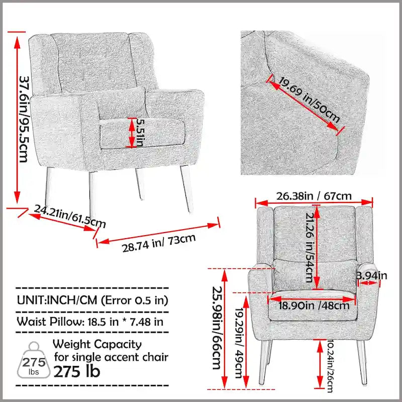 Avocado / Orange / Beige / Yellow Upholstered Accent Chair, Single Seat, Chenille Fabric