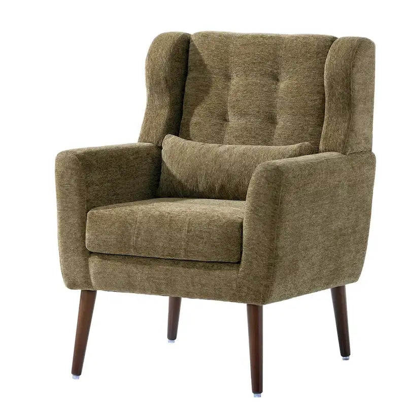 Avocado / Orange / Beige / Yellow Upholstered Accent Chair, Single Seat, Chenille Fabric