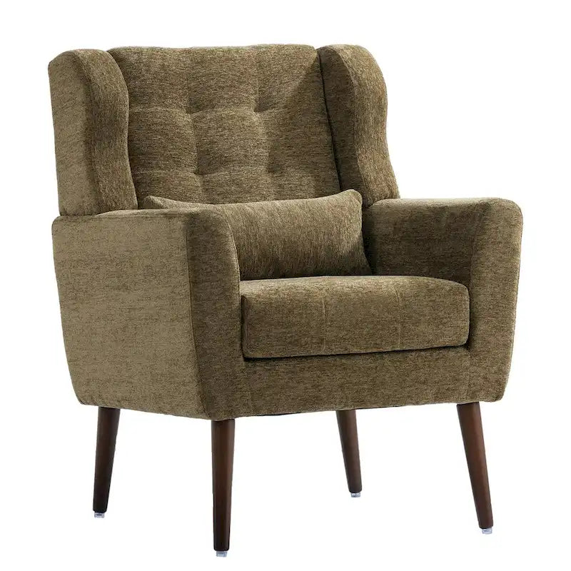 Avocado / Orange / Beige / Yellow Upholstered Accent Chair, Single Seat, Chenille Fabric