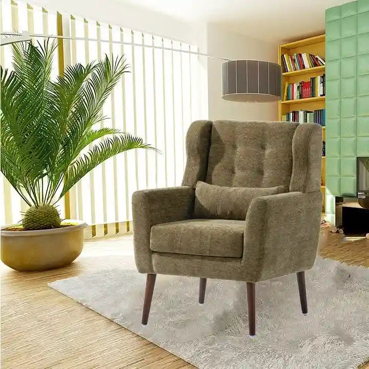 Avocado / Orange / Beige / Yellow Upholstered Accent Chair, Single Seat, Chenille Fabric