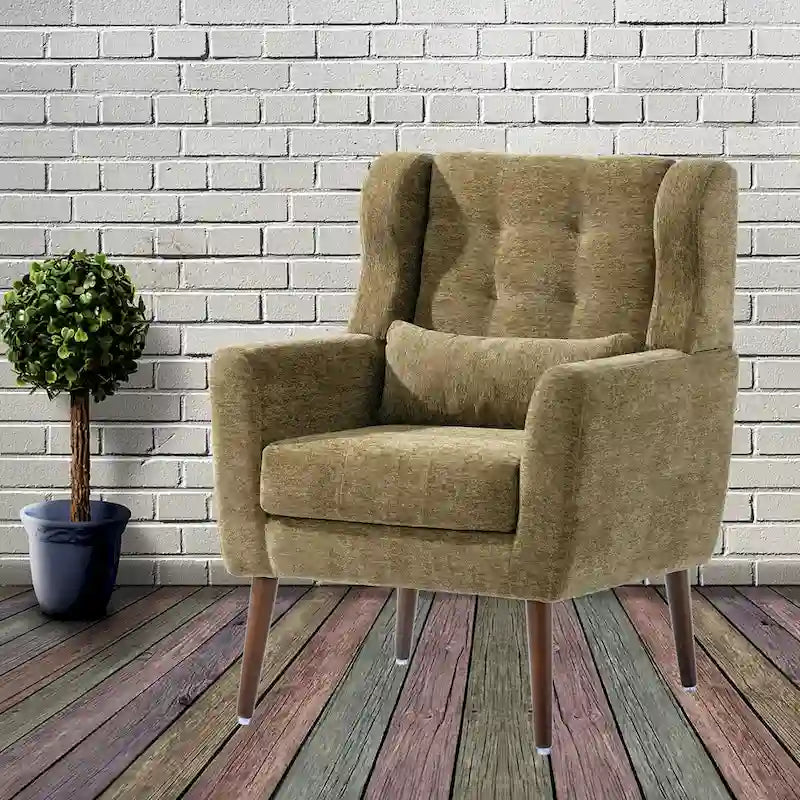 Avocado / Orange / Beige / Yellow Upholstered Accent Chair, Single Seat, Chenille Fabric