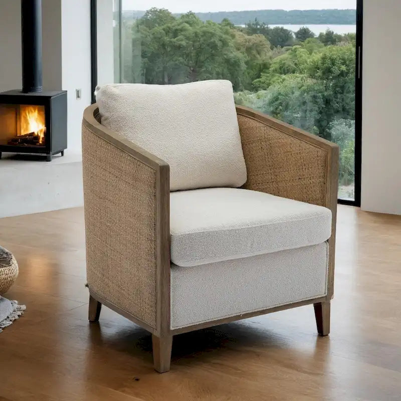 Brown/Beige/Grey/Oyster Grey Rattan Swivel Accent Chair, Single, with Pillow