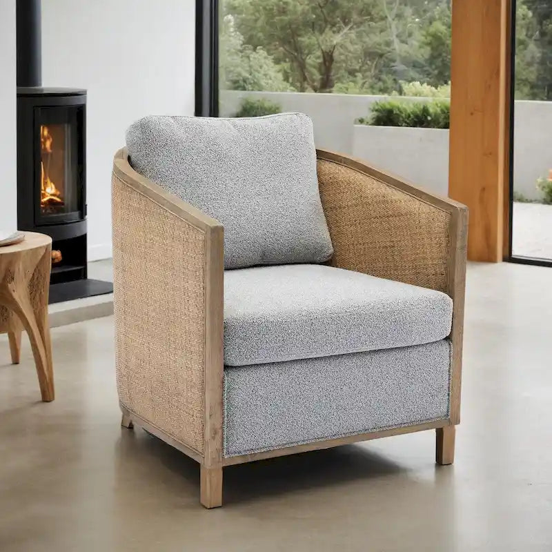 Brown/Beige/Grey/Oyster Grey Rattan Swivel Accent Chair, Single, with Pillow
