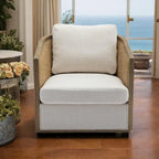 Brown/Beige/Grey/Oyster Grey Rattan Swivel Accent Chair, Single, with Pillow