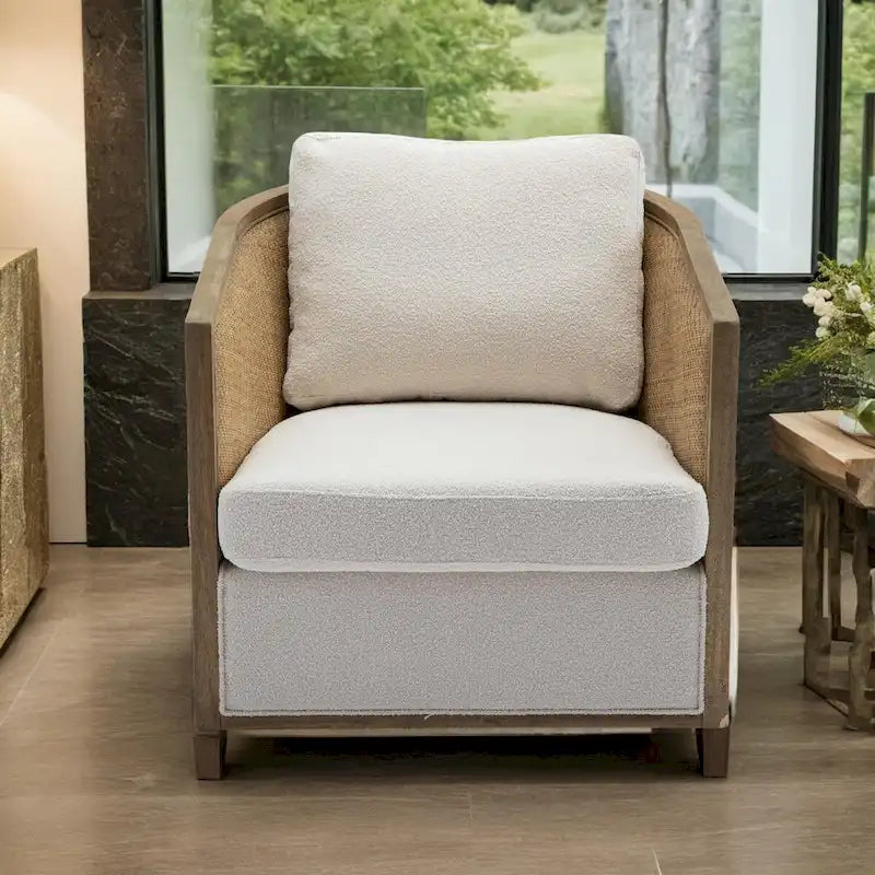 Brown/Beige/Grey/Oyster Grey Rattan Swivel Accent Chair, Single, with Pillow