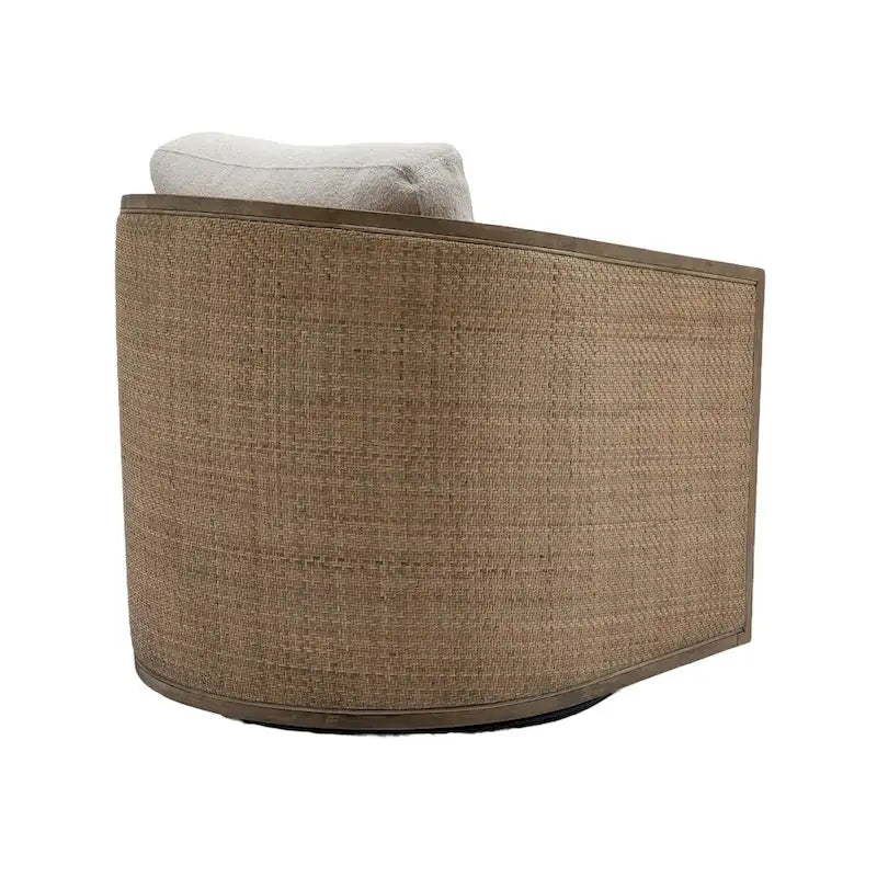 Brown/Beige/Grey/Oyster Grey Rattan Swivel Accent Chair, Single, with Pillow