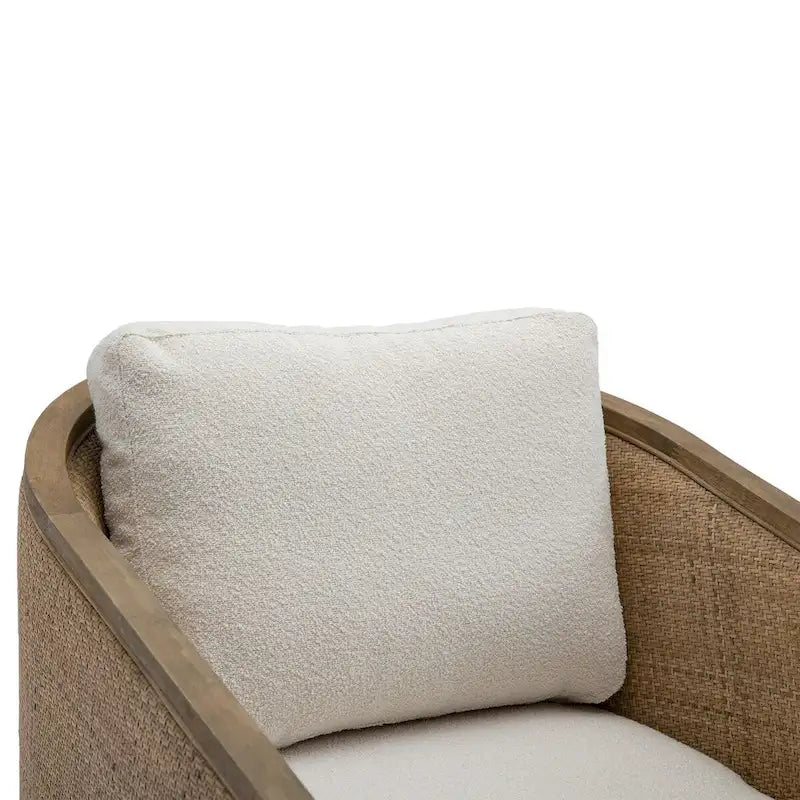 Brown/Beige/Grey/Oyster Grey Rattan Swivel Accent Chair, Single, with Pillow