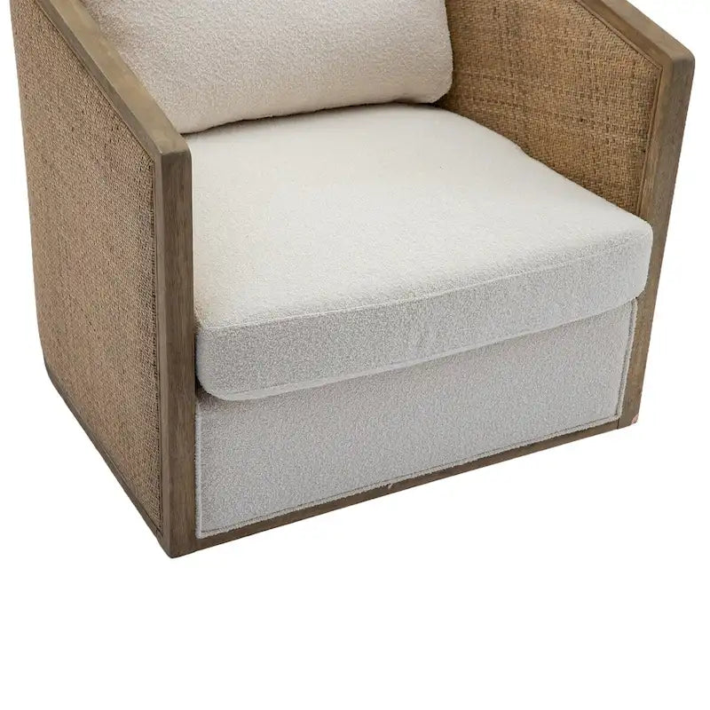 Brown/Beige/Grey/Oyster Grey Rattan Swivel Accent Chair, Single, with Pillow