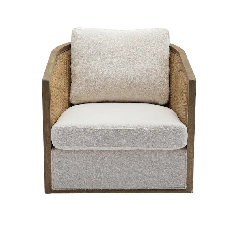 Brown/Beige/Grey/Oyster Grey Rattan Swivel Accent Chair, Single, with Pillow