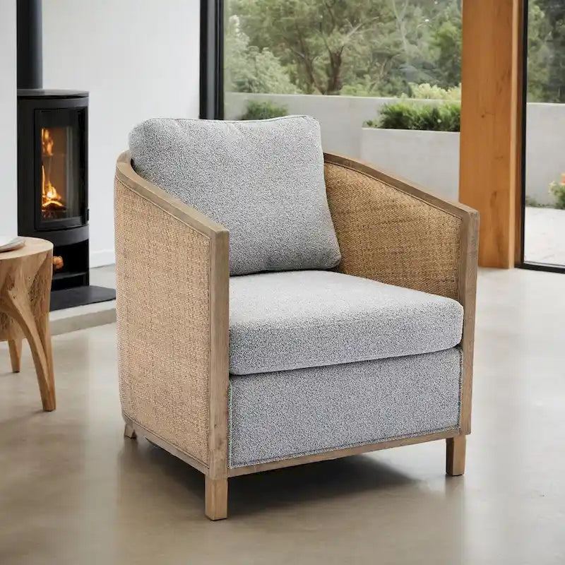 Brown/Beige/Grey/Oyster Grey Rattan Swivel Accent Chair, Single, with Pillow