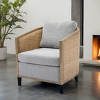 Brown/Beige/Grey/Oyster Grey Rattan Swivel Accent Chair, Single, with Pillow