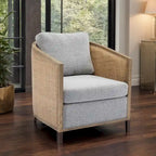 Brown/Beige/Grey/Oyster Grey Rattan Swivel Accent Chair, Single, with Pillow