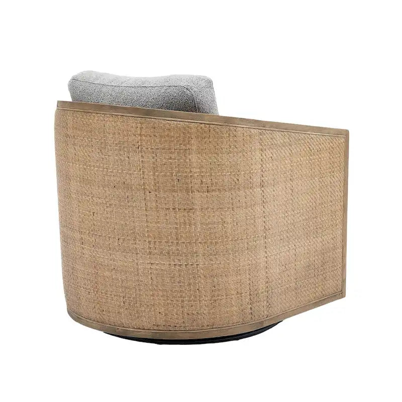 Brown/Beige/Grey/Oyster Grey Rattan Swivel Accent Chair, Single, with Pillow