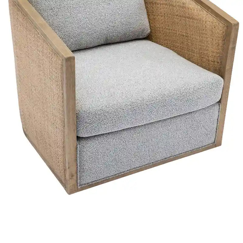 Brown/Beige/Grey/Oyster Grey Rattan Swivel Accent Chair, Single, with Pillow