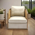 Brown/Beige/Grey/Oyster Grey Rattan Swivel Accent Chair, Single, with Pillow