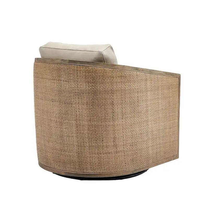Brown/Beige/Grey/Oyster Grey Rattan Swivel Accent Chair, Single, with Pillow