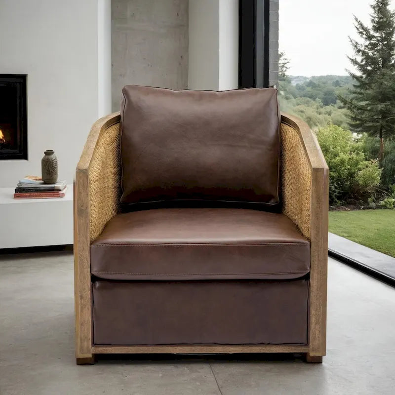 Brown/Beige/Grey/Oyster Grey Rattan Swivel Accent Chair, Single, with Pillow