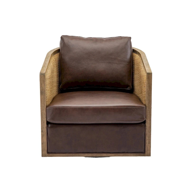 Brown/Beige/Grey/Oyster Grey Rattan Swivel Accent Chair, Single, with Pillow