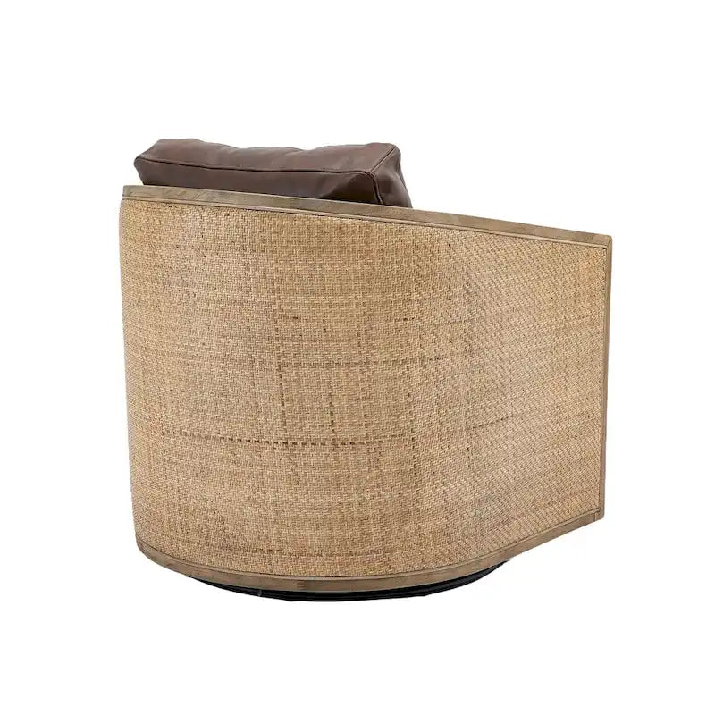 Brown/Beige/Grey/Oyster Grey Rattan Swivel Accent Chair, Single, with Pillow