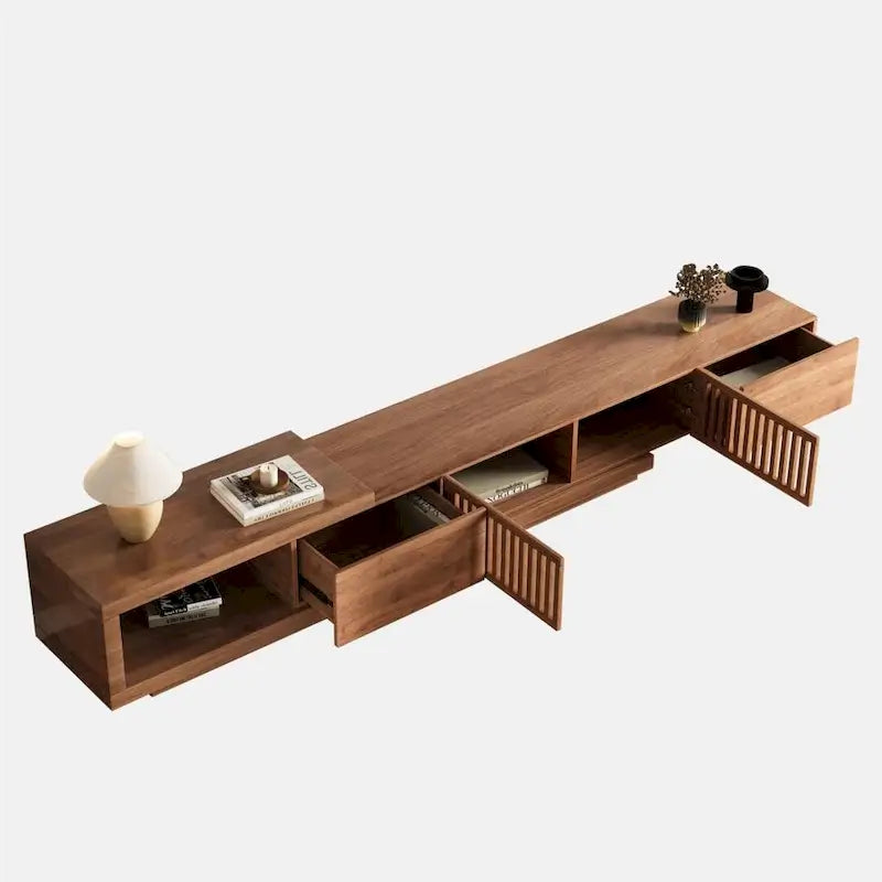 Walnut Extendable TV Stand, 3 Drawers, Fits 78"–118" TVs, 1 Unit