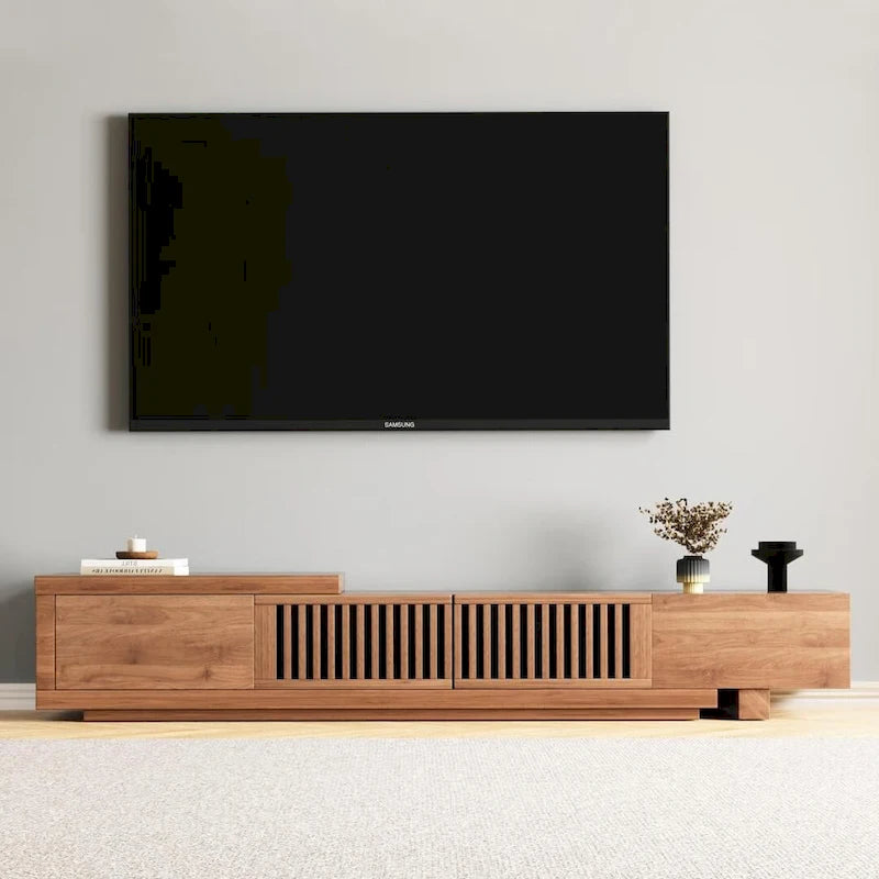 Walnut Extendable TV Stand, 3 Drawers, Fits 78"–118" TVs, 1 Unit