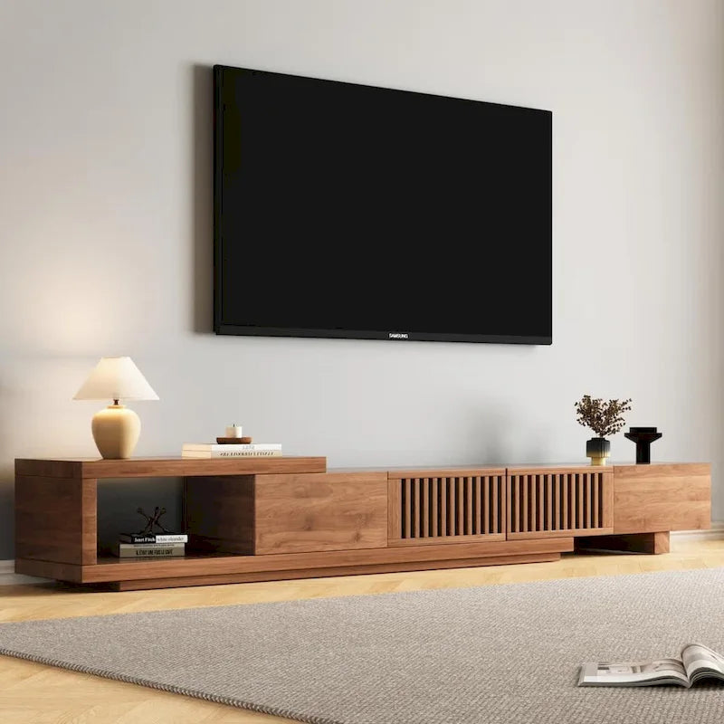 Walnut Extendable TV Stand, 3 Drawers, Fits 78"–118" TVs, 1 Unit